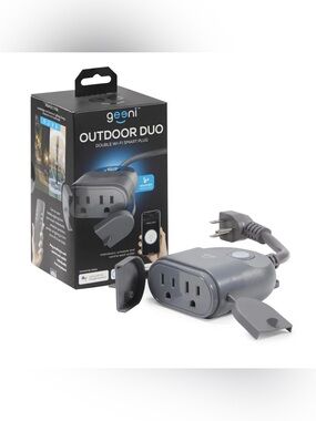 NEW Geeni Outdoor Duo Double Wi‑Fi Smart Plug in Dark Gray